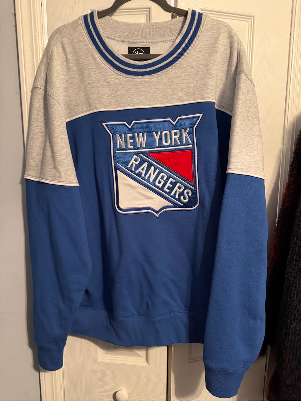 47 Brand New York Rangers Blue and Gray Crewneck Sweatshirt